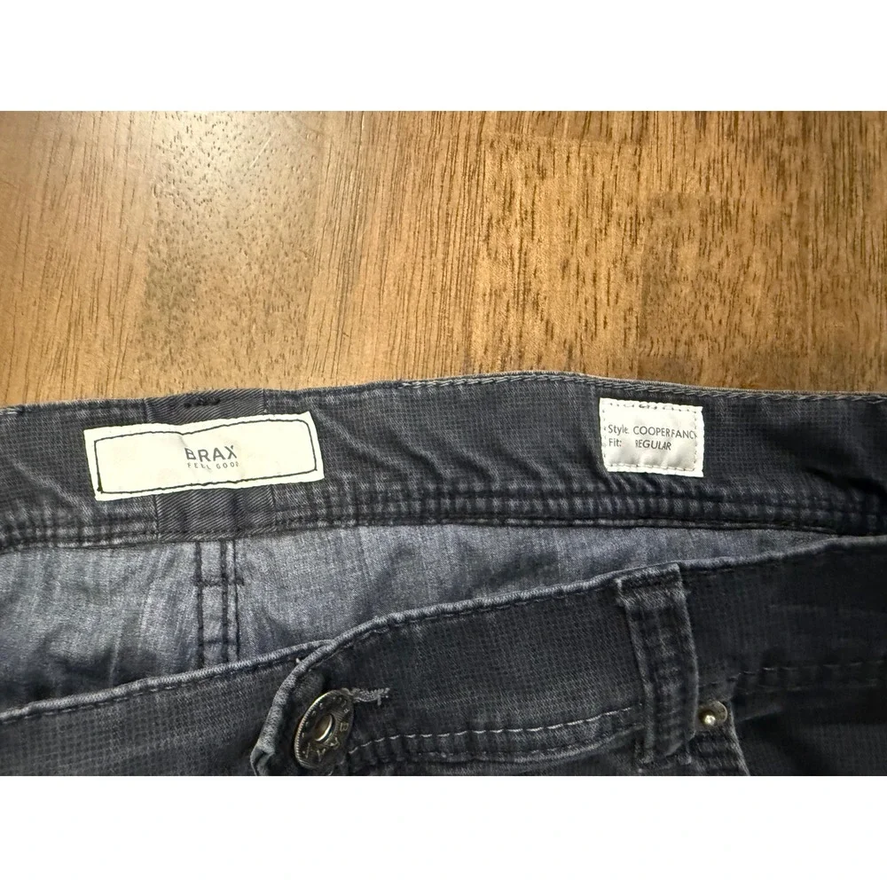 Brax Feel Good Cooper Fancy‎ Mens Navy Blue Regular Fit Pants 35x34 89-1147/24